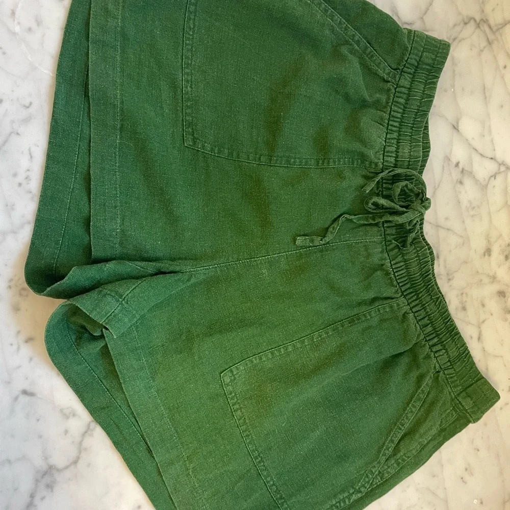 J. Crew Factory Green Linen Blend Drawstring Shorts